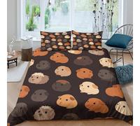 Ultra Soft 3D Microfiber Guinea pig faces Duvet Cover Set All Season Bedding Sets with Pillowcases Cartoon animal pattern Quilt Cover Easy Care Breathable Washable for Teens Adults Single（135x200cm）