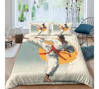 Ultra Soft 3D Microfiber karate practitioner Quilt Cover All Season Bedding Sets w/Matching Pillowcase dynamic martial arts Duvet Cover All Season Breathable Washable Bedroom Decor Sing (140x200cm)