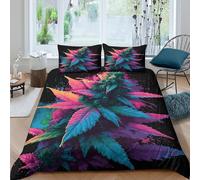 Ultra Soft 3D Microfiber Marijuana plant Duvet Cover All Season Bedding Set with Pillow Shams Vibrant psychedelic art Bedding Quilt Cover Easy Care, Washable for Bedroom Decor Super king（260x220cm）