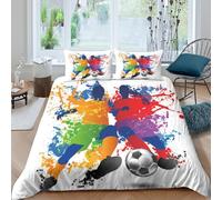 Ultra Soft 3D Microfiber SoccerAction Duvet Cover Sets All Season Bedding Sets with Pillowcases DynamicSportArt Quilt Cover Easy Care Breathable Machine Washable for Teens Adults Single（140x200cm）