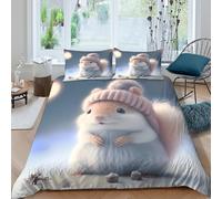 Ultra Soft 3D Print Microfiber Cute squirrel Comforter Cover All Season Bedding Set w/ Pillow Shams Winter cozy style Duvet Cover Set Easy Care Machine Washable for Bedroom Decor Single（140x200cm）