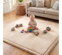 Ultra Soft Baby Play Mat for Floor, 1.3" Thick Memory Foam Tummy Time Mat, Non-Slip Playpen Mat, Baby Playroom Rug, Crawling Mat for Babies,Toddlers, Infants, Kids (Beige, 79"×59"×1.3")