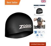 Ultra Soft Black Silicone Swim Cap - Latex Free, Perfect for All Hair Types