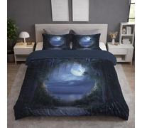 Ultra Soft Blue Black Microfiber Fantasy Duvet Cover Set All Season Bedding Sets with Pillowcases Mystical Magic Portal Quilt Cover Washable for Teens Adults Super King Size 115" x 93"