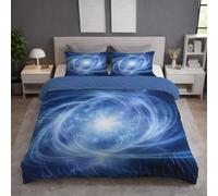 Ultra Soft Blue Microfiber Abstract Duvet Cover Set All Season Bedding Sets with Pillowcases Mystical Universe Lines Quilt Cover Washable for Teens Adults Single Size 53" x 79"