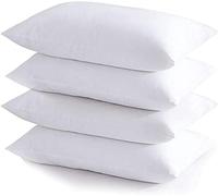 Ultra-Soft Bounce Back Pillows - Virgin Fibre Fill, Hypoallergenic, Polycotton Cover, Machine Washable - Bed Pillows for Sleeping (4)