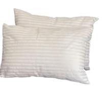 Ultra-Soft Bounce Back Pillows - Virgin Fibre Fill, Polycotton Cover, Hypoallergenic, Machine Washable, Available in Stripes and Plain Pattern, (Packs of 2 & 4) (2, Stripes)