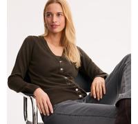 Ultra Soft Cardigan in Fine Knit with Button Fastening Khaki
