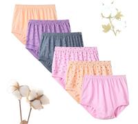 Ultra-Soft Cotton 6-Pack Middle-aged And Elderly Women's Briefs, High-Waisted Moisture-Wicking Cotton Brief Underwear (6PCS-a,L)