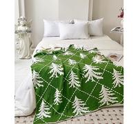 Ultra Soft Cozy Christmas Tree Green Pine Fluffy Microfiber Knitted Throw Blanket Lightweight Blanket for Sofa Couch Bed Travel 50"X60"¡