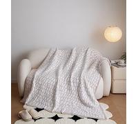 Ultra Soft Cozy Crocodile Pattern Buffalo Checkerboard Fluffy Microfiber Knitted Throw Blanket Lightweight Fleece Checkered Blanket for Sofa Couch Bed Travel Beige 30"X40"?-¡