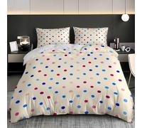 Ultra-Soft Duvet Cover and Pillowcase Set Double 79x79 inch Colorful Polka Dot Print Hypoallergenic Microfiber Bedding Set with Zipper, Light-Colored Quilt Cover with 2 Pillowcases for kids Adults