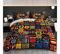 Ultra-Soft Duvet Cover and Pillowcase Set Single 53x79 inch African Ethnic Tribal Symbols Hypoallergenic Microfiber Bedding Set with Zipper, Gray Quilt Cover with 2 Pillowcases for kids Adults