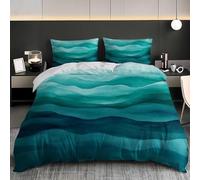 Ultra-Soft Duvet Cover and Pillowcase Set Single 53x79 inch Nordic Aurora Gradient Stripes Hypoallergenic Microfiber Bedding Set with Zipper, Light Green Quilt Cover with 2 Pillowcases for kids Adults