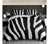 Ultra-Soft Duvet Cover and Pillowcase Set Super King 102x87 inch Animal Zebra Pattern Hypoallergenic Microfiber Bedding Set with Zipper, Black And White Quilt Cover with 2 Pillowcases for kids Adults