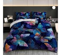 Ultra-Soft Duvet Cover and Pillowcase Set Super King 102x87 inch Dreamy Romantic Butterfly Hypoallergenic Microfiber Bedding Set with Zipper, Colorful Quilt Cover with 2 Pillowcases for kids Adults
