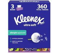 Kleenex Ultra Soft Facial Tissues 3 Flat Boxes 120 Tissues per Box 3-Ply (360 Total Tissues) Packaging May Vary