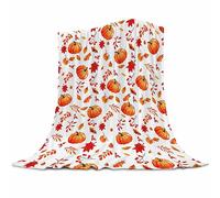 Ultra Soft Fall Throw Blanket with Pumpkins and Maples, Cozy Flannel Fleece Luxury Decoration Blanket for Bed, Sofa and Couch Fall Decorations for Home 40X50 Inches