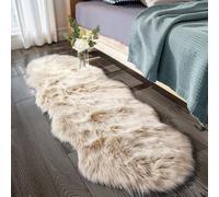 Ultra Soft Faux Sheepskin Fur Rug Fluffy Rug for Bedroom Fuzzy Carpet for Living Room Kid's Room Nursery Decor, Khaki 2 x 6 Feet