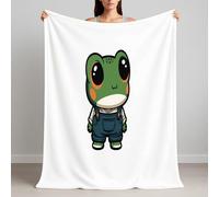 Ultra-soft Flannel Fleece Blanket for Sofa, Super Fluffy King Emerald Green Blankets and Throws Luxury Cozy Warm for Sofa Couch, Cartoon Mini Frog 220 x 270 cm