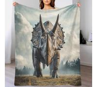 Ultra Soft Flannel Fleece Dinosaur Jurassic Blanket 80x90inch(200x230cm), Lightweight 3D Pattern Triceratops Blankets, No Shedding, No Pilling, Luxury 340GSM Fluffy Cozy for Bed Room Decor