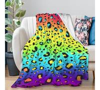 Ultra Soft Flannel Fleece Throw Blanket Neon Rainbow Leopard All Season Warm and Cozy Quilt Blanket for Bed Sofa Couch 60"x50"for Teens