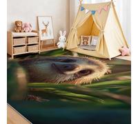 Ultra Soft Flannel Green Area Rug 160 x 230 cm, Machine Washable Non-Slip Realism Sloth Leaves Printed Carpet - Decorative Floor Mat for Kids Room Bedside Living Room Cinematic