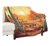 Ultra Soft Flannel Throw Blanket - Cactus at Sunset Lightweight Warm Fuzzy Blanket for Couch Bed Chair, All Season Cozy Plush Blanket for Adults, 30"x40" Christmas Holiday Home Decor