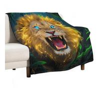 Ultra Soft Flannel Throw Blanket - Fluorescent Lion Lightweight Warm Fuzzy Blanket for Couch Bed Chair, All Season Cozy Plush Blanket for Adults, 40"x50" Christmas Holiday Home Decor