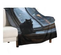 Ultra Soft Flannel Throw Blanket - Melancholy Black Cat Lightweight Warm Fuzzy Blanket for Couch Bed Chair, All Season Cozy Plush Blanket for Adults, 60"x80" Christmas Holiday Home Decor
