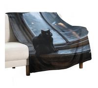 Ultra Soft Flannel Throw Blanket - Melancholy Black Cat Lightweight Warm Fuzzy Blanket for Couch Bed Chair, All Season Cozy Plush Blanket for Adults, 30"x40" Christmas Holiday Home Decor