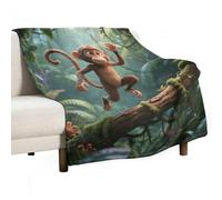 Ultra Soft Flannel Throw Blanket - Running Monkey Lightweight Warm Fuzzy Blanket for Couch Bed Chair, All Season Cozy Plush Blanket for Adults, 30"x40" Christmas Holiday Home Decor