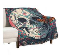 Ultra Soft Flannel Throw Blanket - Skeleton Death Moth Lightweight Warm Fuzzy Blanket for Couch Bed Chair, All Season Cozy Plush Blanket for Adults, 40"x50" Christmas Holiday Home Decor