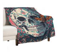 Ultra Soft Flannel Throw Blanket - Skeleton Death Moth Lightweight Warm Fuzzy Blanket for Couch Bed Chair, All Season Cozy Plush Blanket for Adults, 30"x40" Christmas Holiday Home Decor