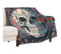 Ultra Soft Flannel Throw Blanket - Skeleton Death Moth Lightweight Warm Fuzzy Blanket for Couch Bed Chair, All Season Cozy Plush Blanket for Adults, 50"x60" Christmas Holiday Home Decor
