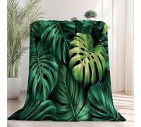 Ultra Soft Fleece Blanket 100×130 cm, Modern Monstera Leaf Leaves Printed, No Shed No Pilling, Plush Cozy Flannel Throw Blanket for Bed Couch Chair Sofa Suitable for All Season, Green