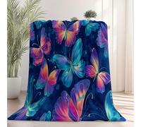 Ultra Soft Fleece Blanket 180×200 cm, Fantasy Texture Butterfly Printed, No Shed No Pilling, Plush Cozy Flannel Throw Blanket for Bed Couch Chair Sofa Suitable for All Season, Blue