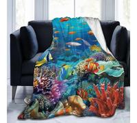 Ultra Soft Fleece Blanket 40"X30", Soft Lightweight Plush Throw Cozy Comfy Warm All Seasons Blanket for Home Couch Bed Chair Travel Ocean Tropical Fish Coral Undersea World