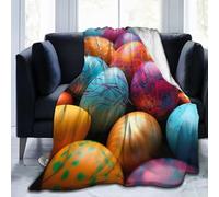 Ultra Soft Fleece Blanket 40"X30", Soft Lightweight Plush Throw Cozy Comfy Warm All Seasons Blanket for Home Couch Bed Chair Travel Easter Day Colorful Eggs