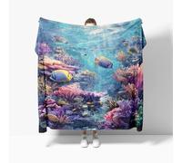Ultra Soft Fleece Blanket for Sofa Settees Baby size 70x100cm, Marine Animal Theme Fluffy Warm Blankets for Bed or Couch Throw, Colorful Lightweight Versatile Blanket for Kids