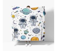 Ultra Soft Fleece Blanket for Sofa Settees Single 130x150cm, Cartoon Space Astronaut Fluffy Warm Blankets for Bed or Couch Throw, White Lightweight Versatile Blanket for Adults Kids