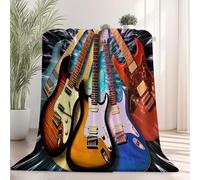 Ultra Soft Fleece Throw Blanket, 150 x 200 cm Colorful Blanket for Bed Couch and Chair, Decorative Modern Art Electric Guitar Throws Warm and Lightweight for All Seasons