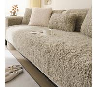 Ultra Soft Fluffy Curly Teddy Wool Sofa SlipcoverAntiSlip Furniture Protector for Sectional Couches Pets & Modern Home DecorGrey (90cm x 180cm)