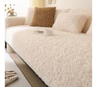 Ultra Soft Fluffy Curly Teddy Wool Sofa SlipcoverAntiSlip Furniture Protector for Sectional Couches & PetsModern Home DecorBeige 70cm x 180cm