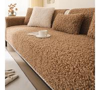Ultra Soft Fluffy Curly Teddy Wool Sofa SlipcoverAntiSlip Furniture Protector for Sectional Couches Pets Modern Home DecorBrown 90cm x 180cm