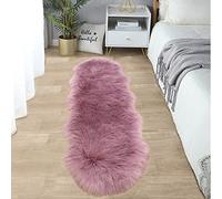 Ultra Soft Fluffy Faux Sheepskin Fur Shaggy Couch Cover Carpet for Kids Room Fuzzy Plush Rug for Bedroom Living Room Runner, 2x6 Feet (Sheepskin Shape, Light Purple)