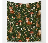 Ultra Soft Forest Animal Fleece Throw Blanket 32in × 59in Throw Blankets Fox Rabbit Mushrooms Green Brown Natural Blanket for Home Sofa Travel Adult Women Comfort Warmth Soft Cozy