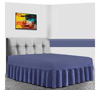 Ultra Soft Frilled Valance Sheet Double, Comfy Percale Bedshit Non Iron Bed Shit Dyed Bedsheet, Navy