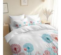 Ultra Soft Hypoallergenic Duvet Cover, With Zipper Closure, Hand Drawn Style Cartoon Dandelion Size 230 x 220 cm, White Luxury Reversible Quilt Cover, Hypoallergenic