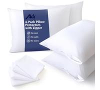 4 Pack Pillow Protectors with Zip Standard Size (Microfiber, King)